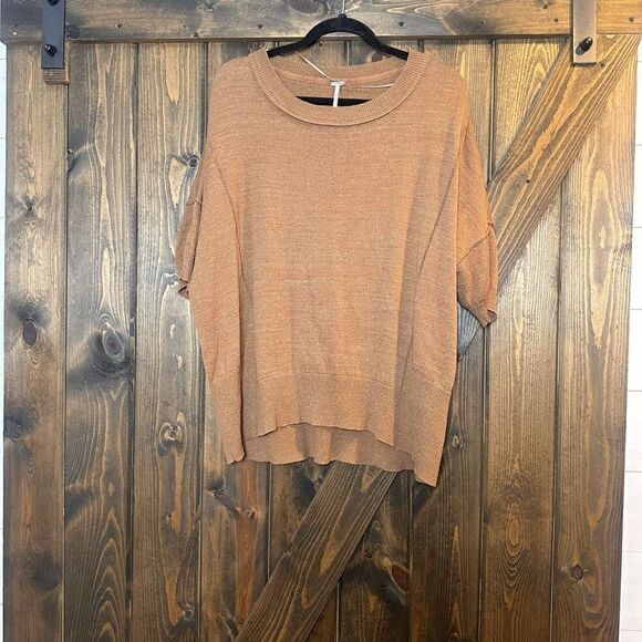 Free People Work From Home Pullover Sweater Top Mushroom - Picture 6 of 9